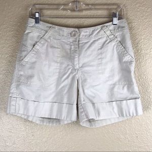 H&M Cuffed Beige Linen Shorts Size 8
